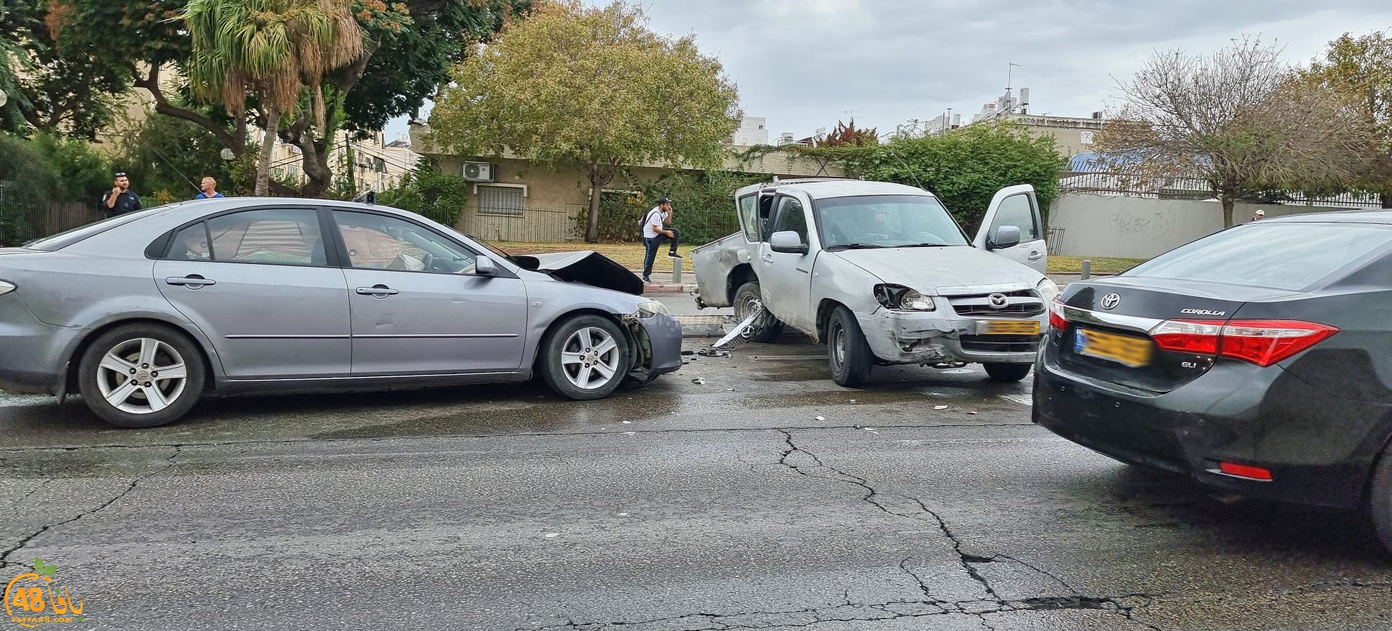 يافا: اصابة طفيفة بحادث طرق بين مركبتين قرب مقبرة طاسو 